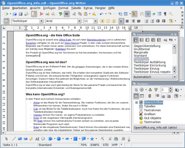 Направление текста в OpenOffice