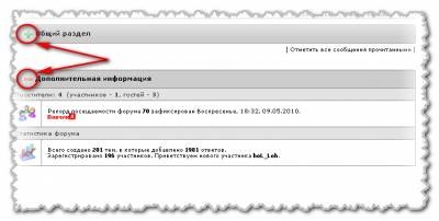 Сворачивание разделов форума для uCoz